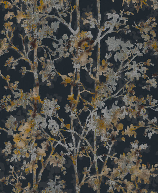 York Wallcoverings NW3580 Black & Multi Shimmering Foliage Wallpaper