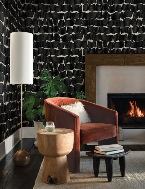 York Wallcoverings OI0651 Brushed Ink Black Wallpaper