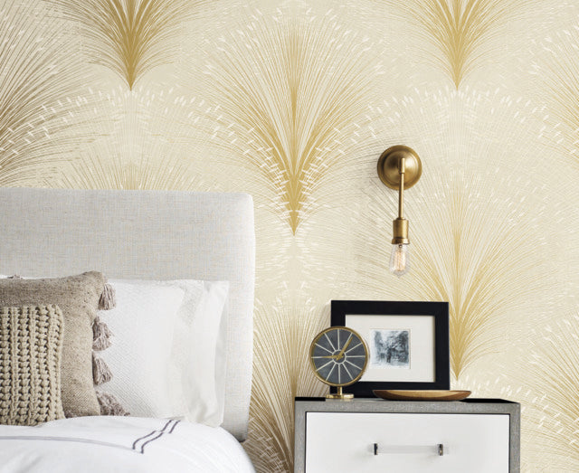 York Wallcoverings OI0681 Papyrus Plume Beige Wallpaper