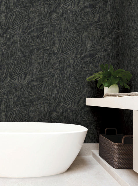 York Wallcoverings OI0716 Modern Wood Black Wallpaper