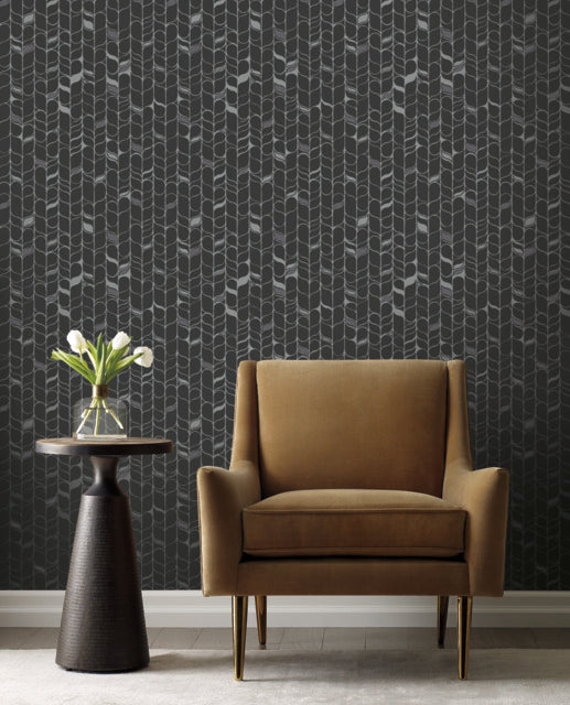 York Wallcoverings OS4205 Perfect Petals Black/Silver Wallpaper