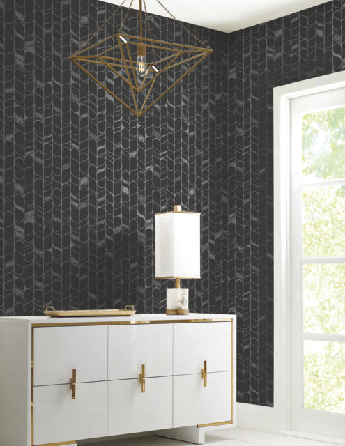 York Wallcoverings OS4205 Perfect Petals Black/Silver Wallpaper