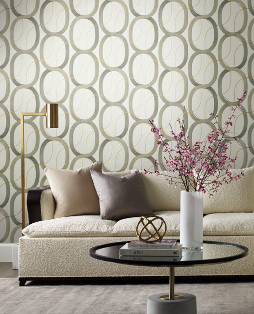 York Wallcoverings OS4211 Interlock Taupe Wallpaper
