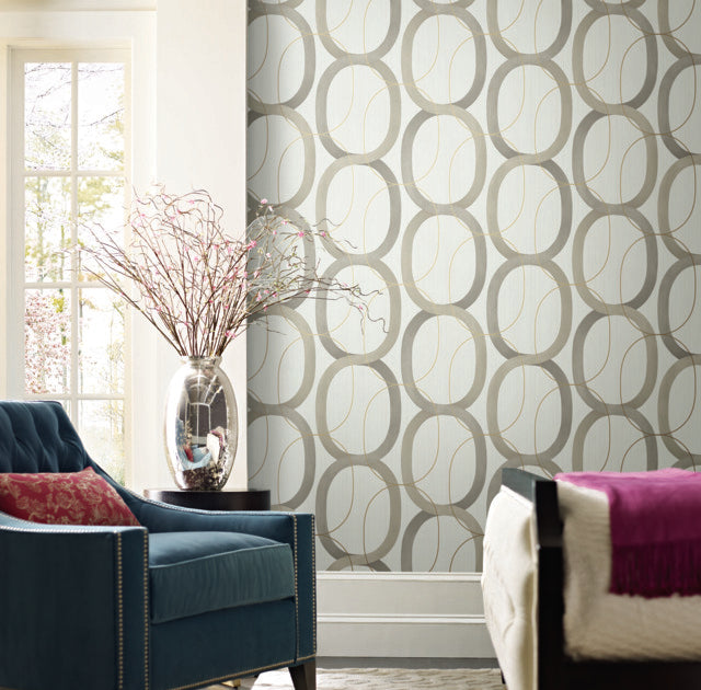 York Wallcoverings OS4211 Interlock Taupe Wallpaper