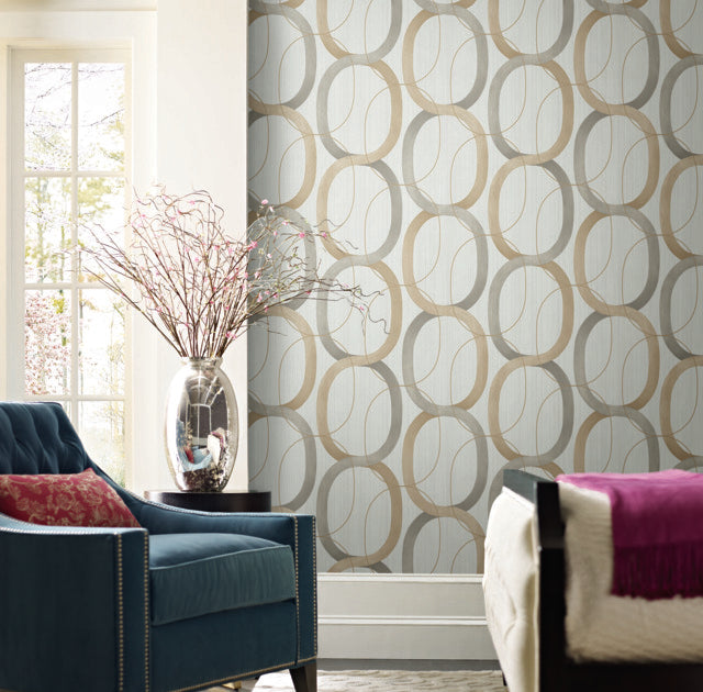 York Wallcoverings OS4212 Interlock Dark/Taupe Wallpaper