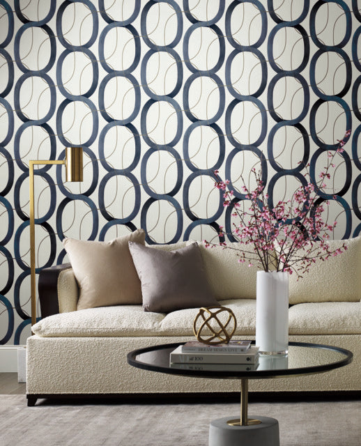 York Wallcoverings OS4215 Interlock Navy Wallpaper