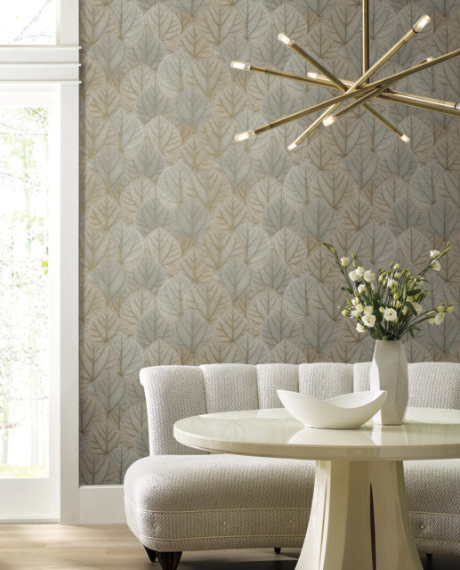 York Wallcoverings OS4243 Leaf Concerto Taupe Wallpaper