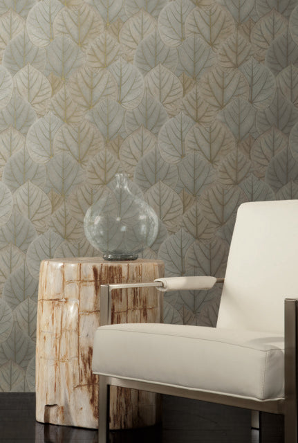 York Wallcoverings OS4243 Leaf Concerto Taupe Wallpaper