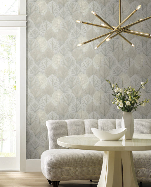 York Wallcoverings OS4246 Leaf Concerto Gray Wallpaper