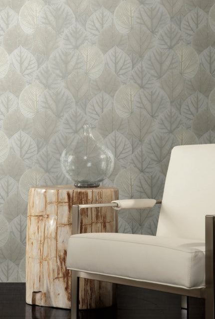 York Wallcoverings OS4246 Leaf Concerto Gray Wallpaper