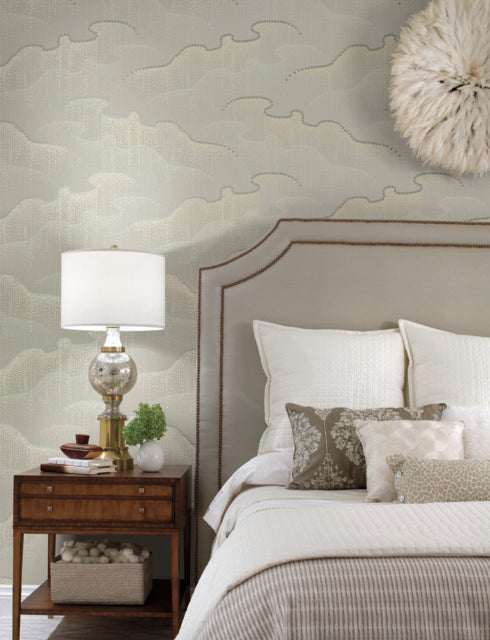 York Wallcoverings OS4265 Moonlight Pearls Light Taupe Wallpaper
