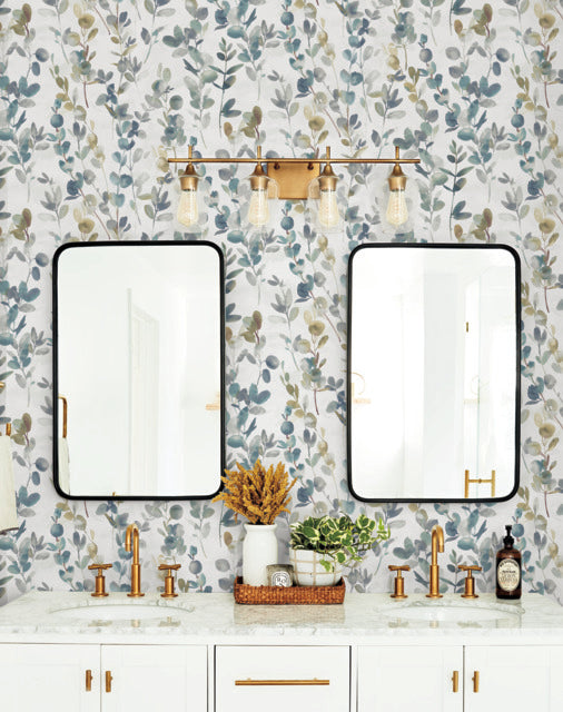 York Wallcoverings OS4313 Joyful Eucalyptus Turquoise Wallpaper