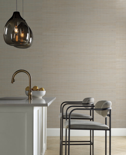 York Wallcoverings OS4321 Metallic Jute Silver/Beige Wallpaper