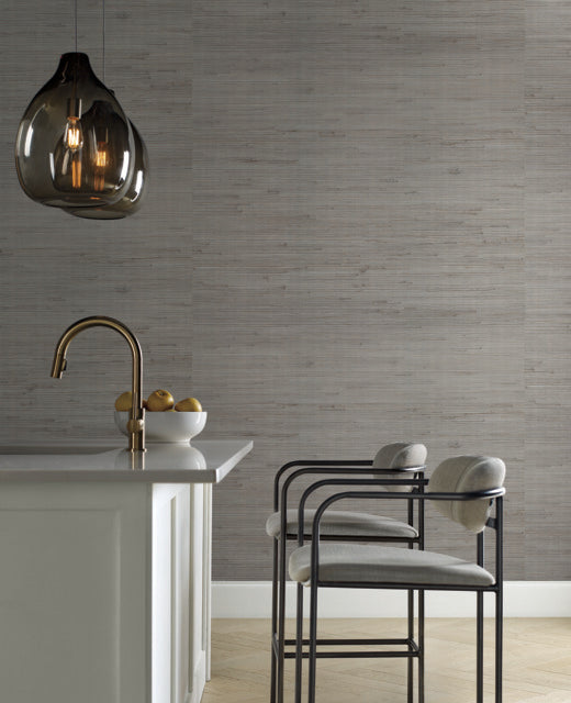 York Wallcoverings OS4324 Metallic Jute Silver/Blue Wallpaper