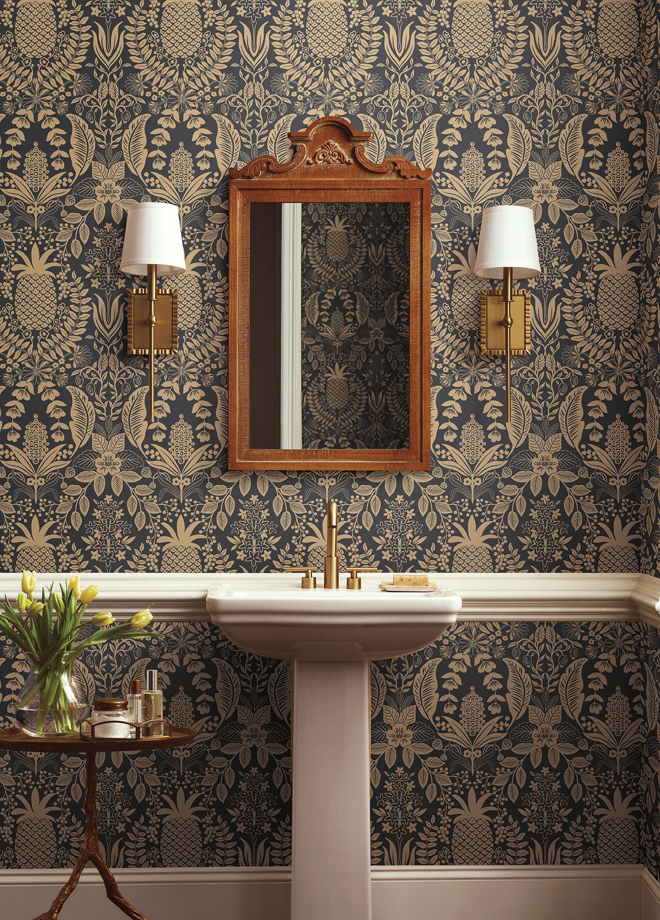 York Wallcoverings RF7483 Pineapple Damask Wallpaper