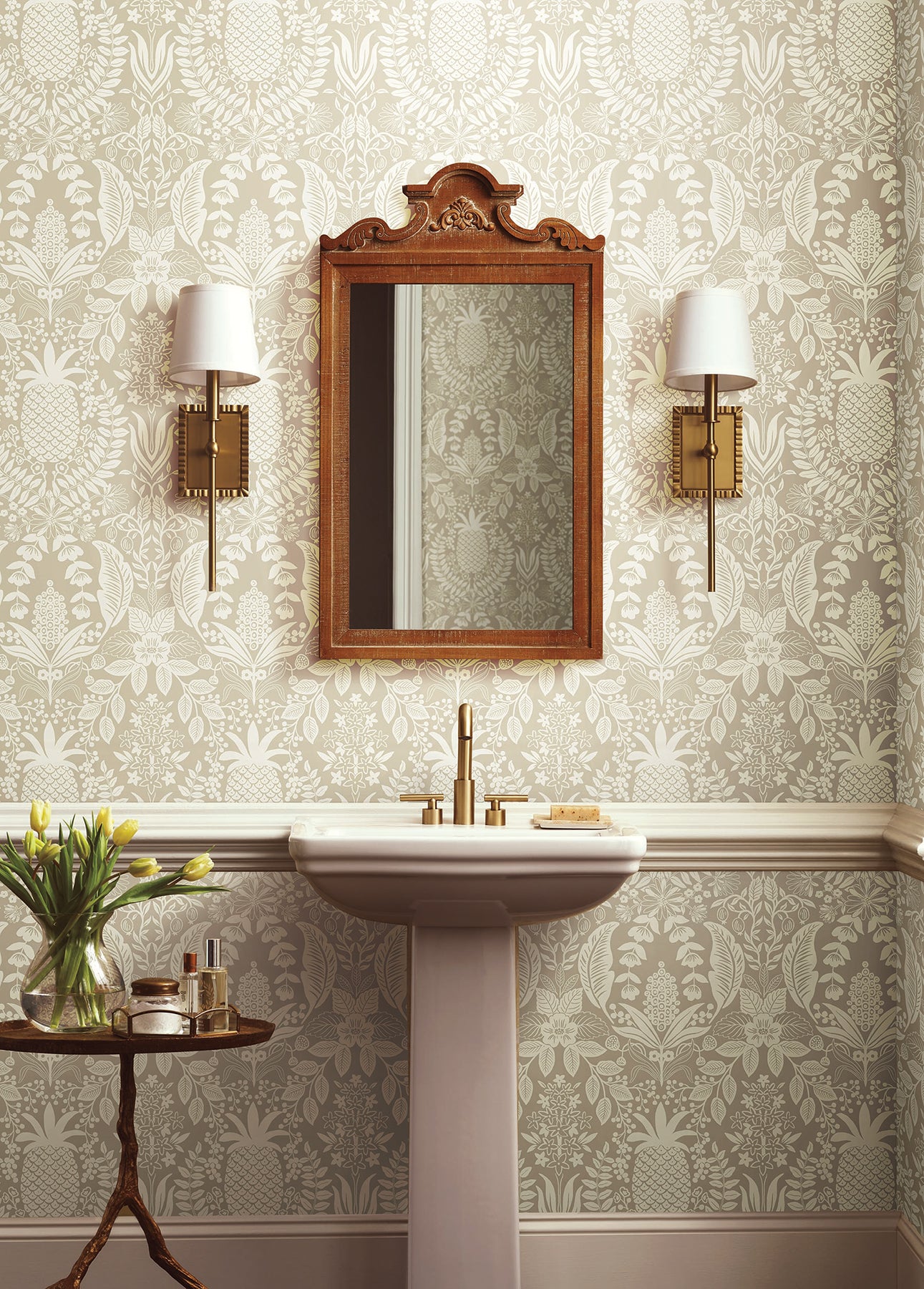 York Wallcoverings RF7485 Pineapple Damask Wallpaper