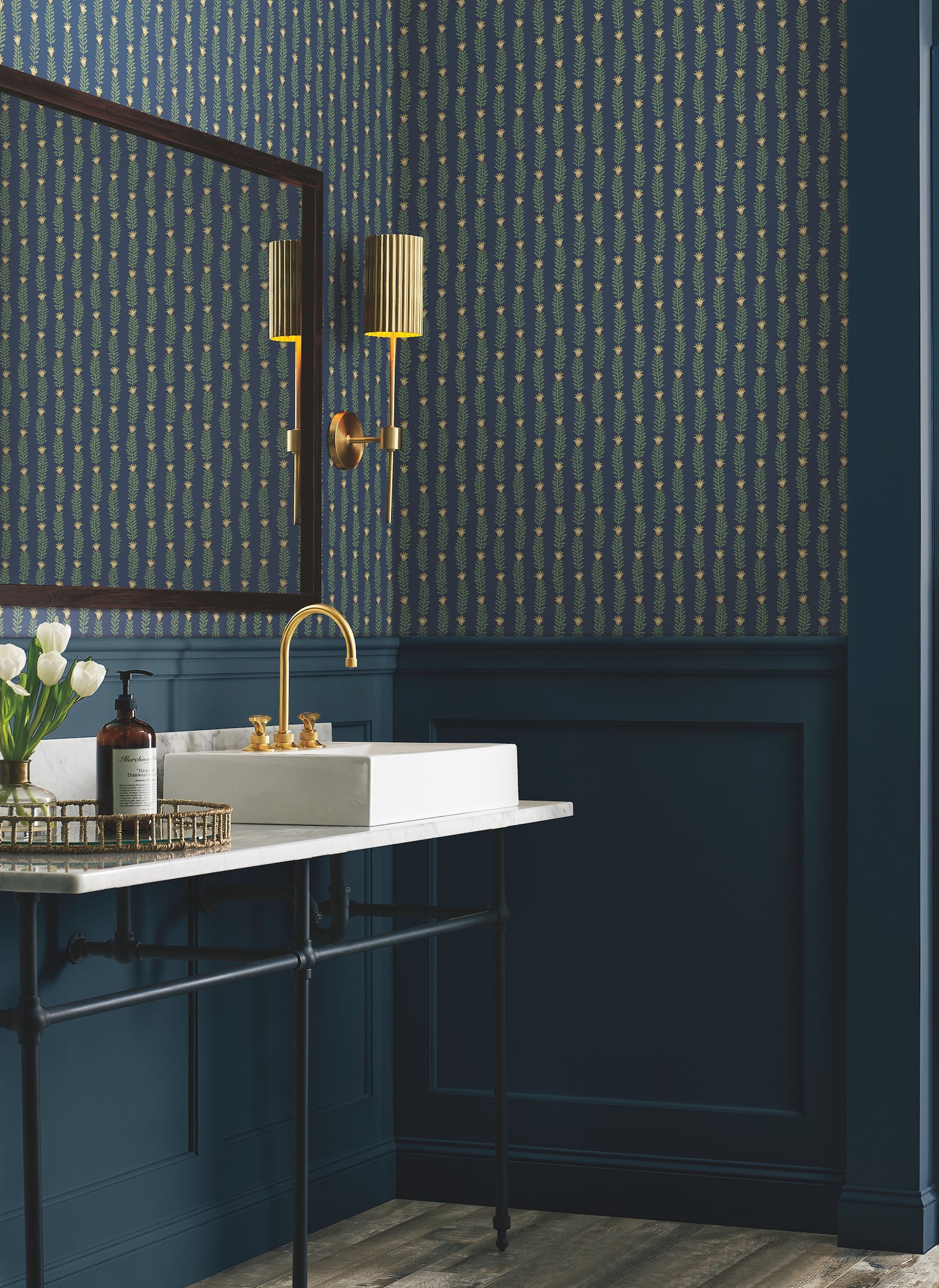 York Wallcoverings RP7342 Eden Navy Wallpaper
