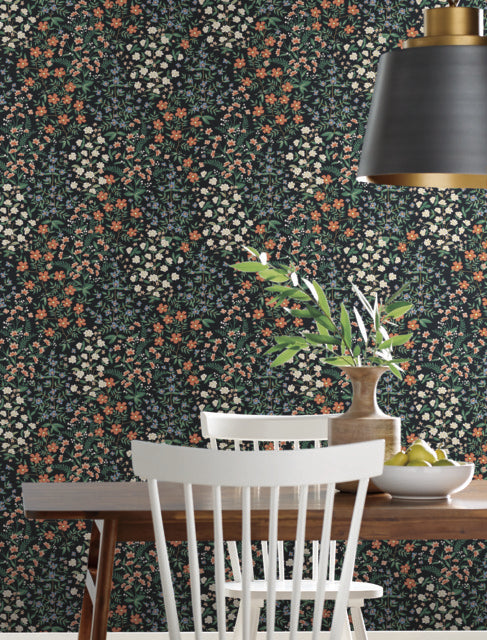 York Wallcoverings RP7378 Wildwood Garden Black Wallpaper