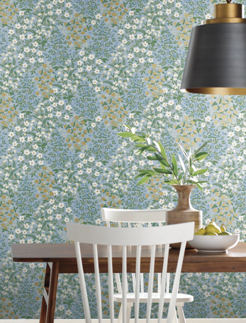York Wallcoverings RP7379 Wildwood Garden Blue Wallpaper