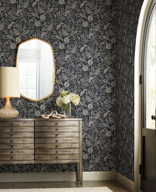 York Wallcoverings RP7389 Pomegranate Black Wallpaper