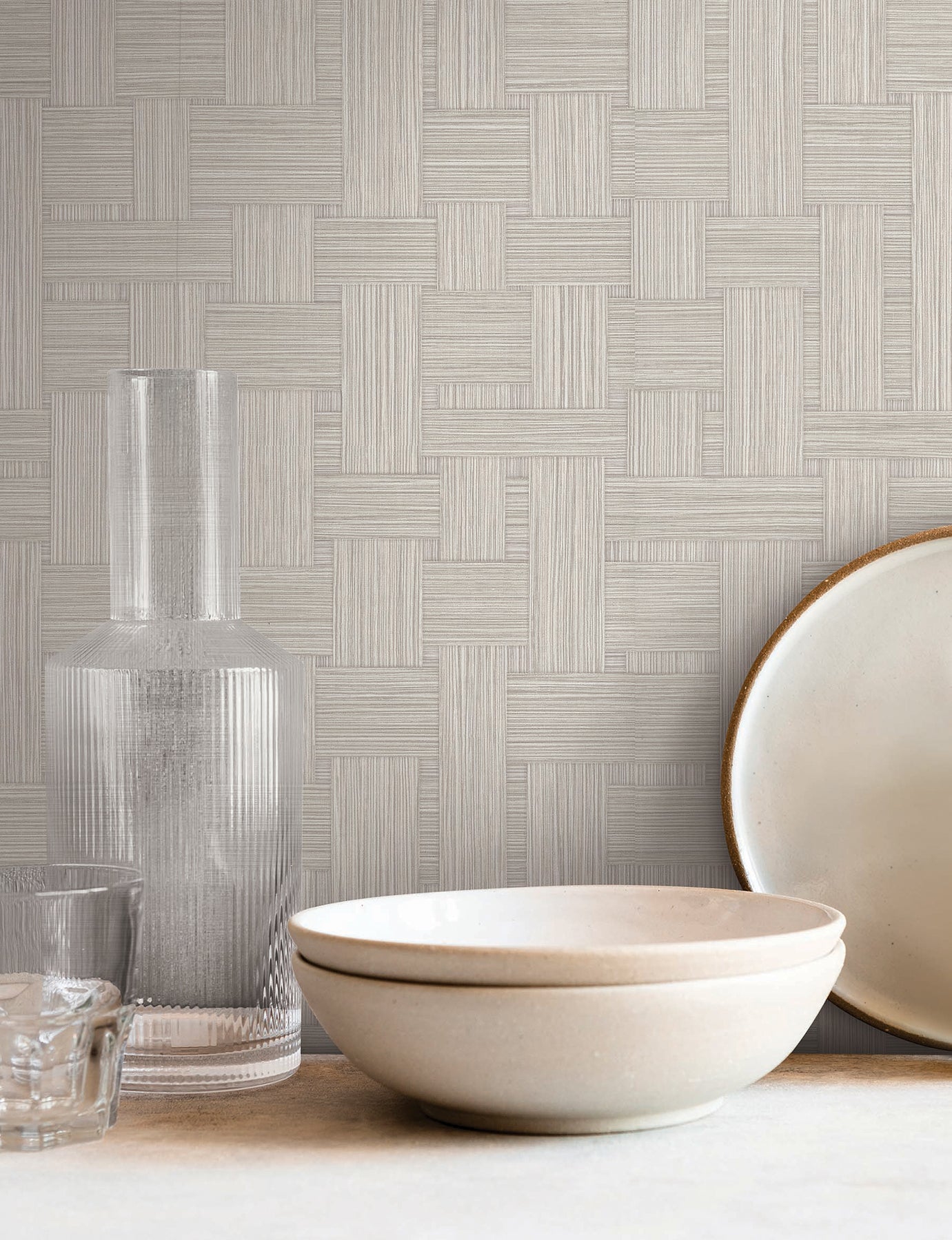 York Wallcoverings SI25723 Basketry Dove Grey Wallpaper