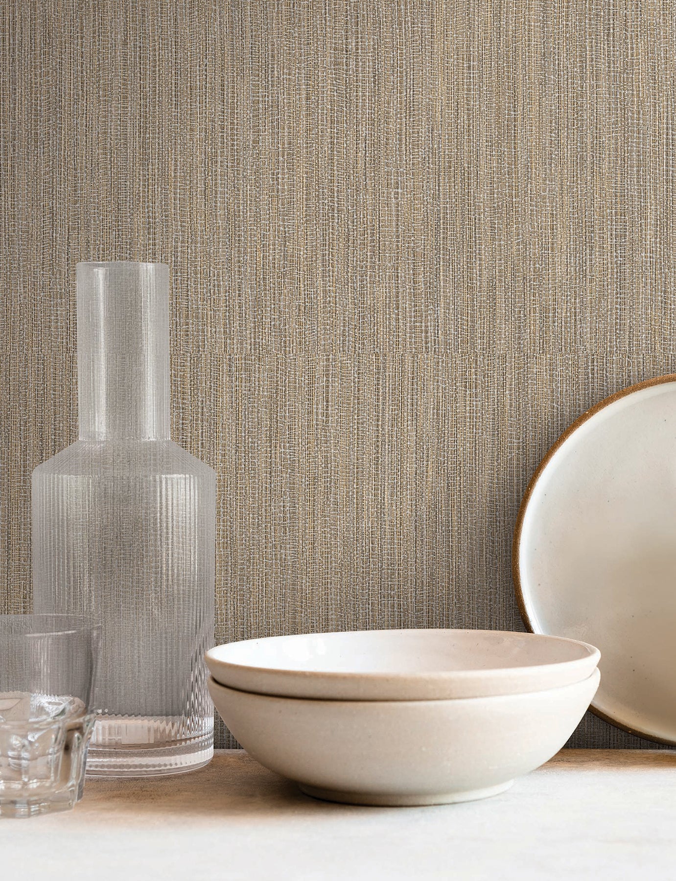 York Wallcoverings SI25851 Washed Ramie Oyster Wallpaper