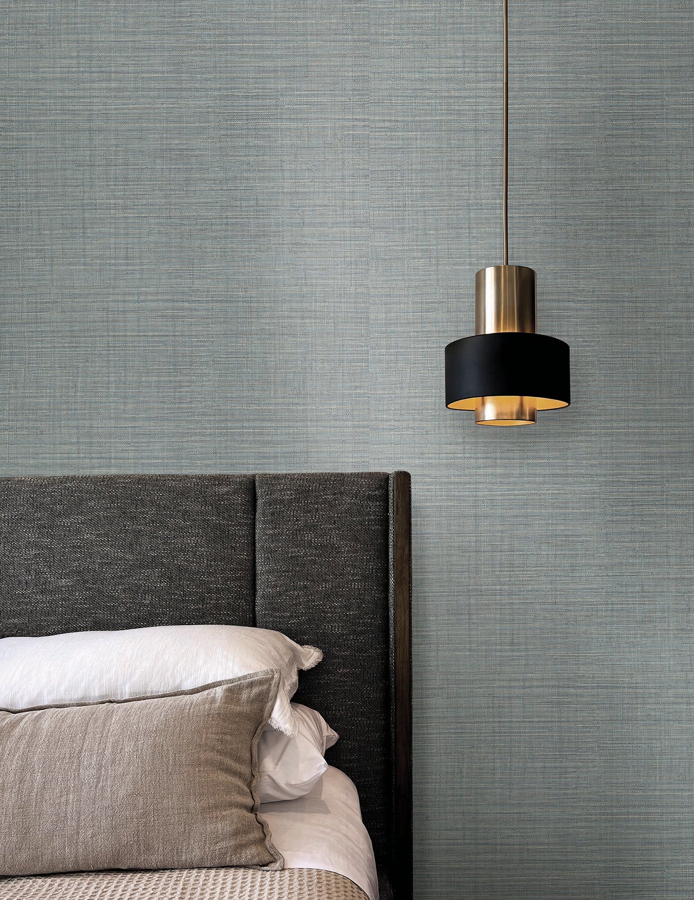 York Wallcoverings SI25873 Lotus Silk Steel Blue Wallpaper
