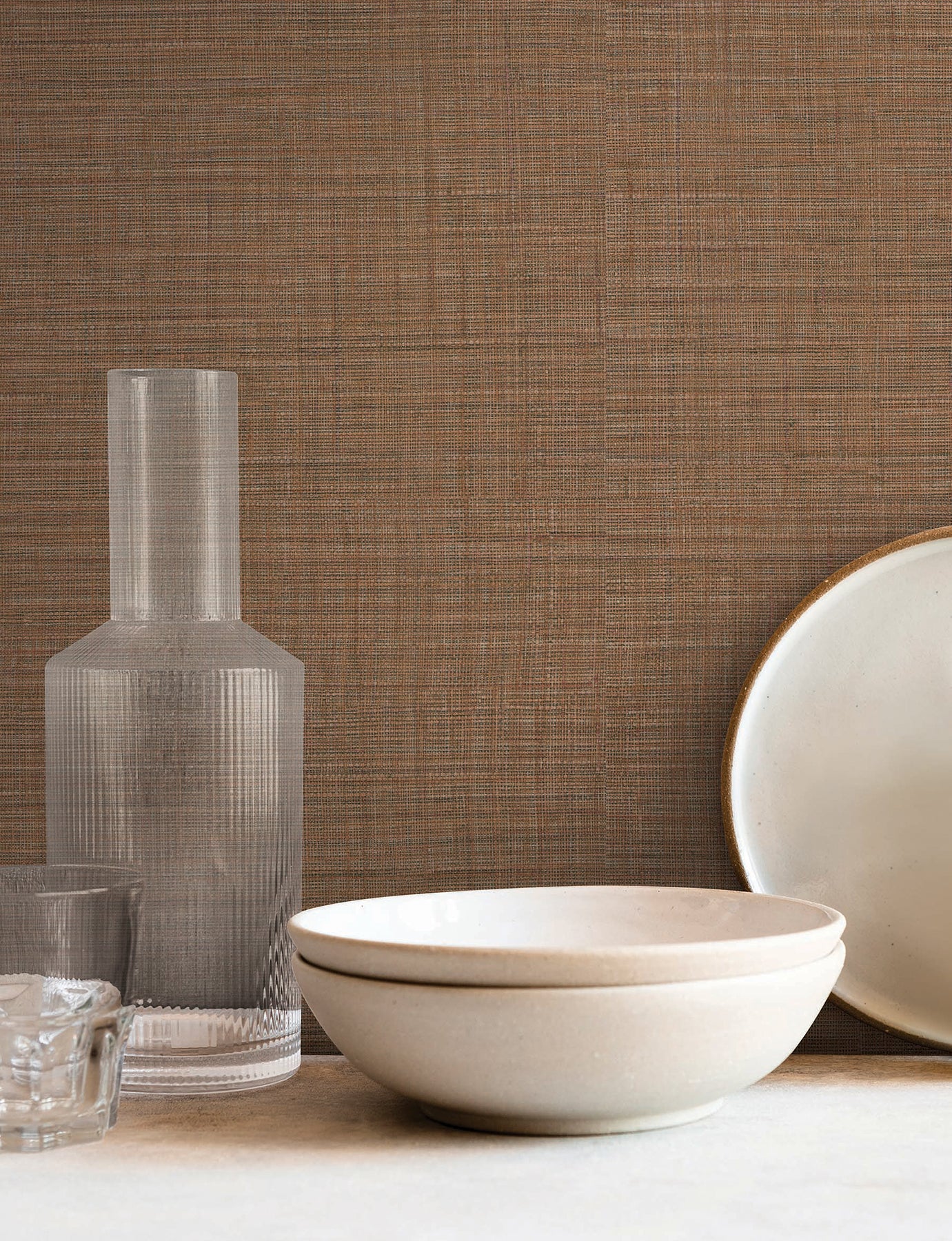 York Wallcoverings SI25877 Lotus Silk Terra Cotta Wallpaper