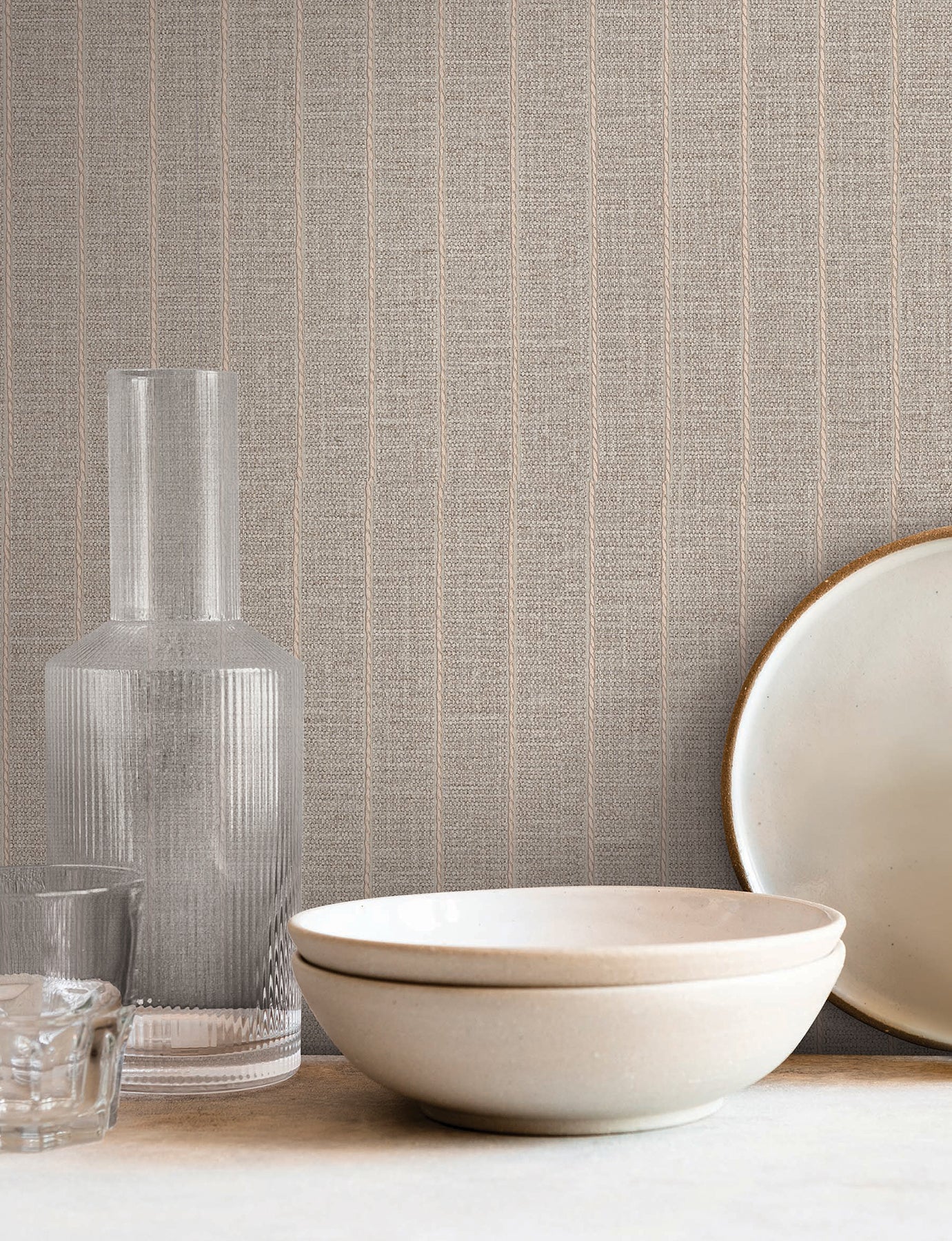 York Wallcoverings SI26124 Cording Stripe Smoke Wallpaper