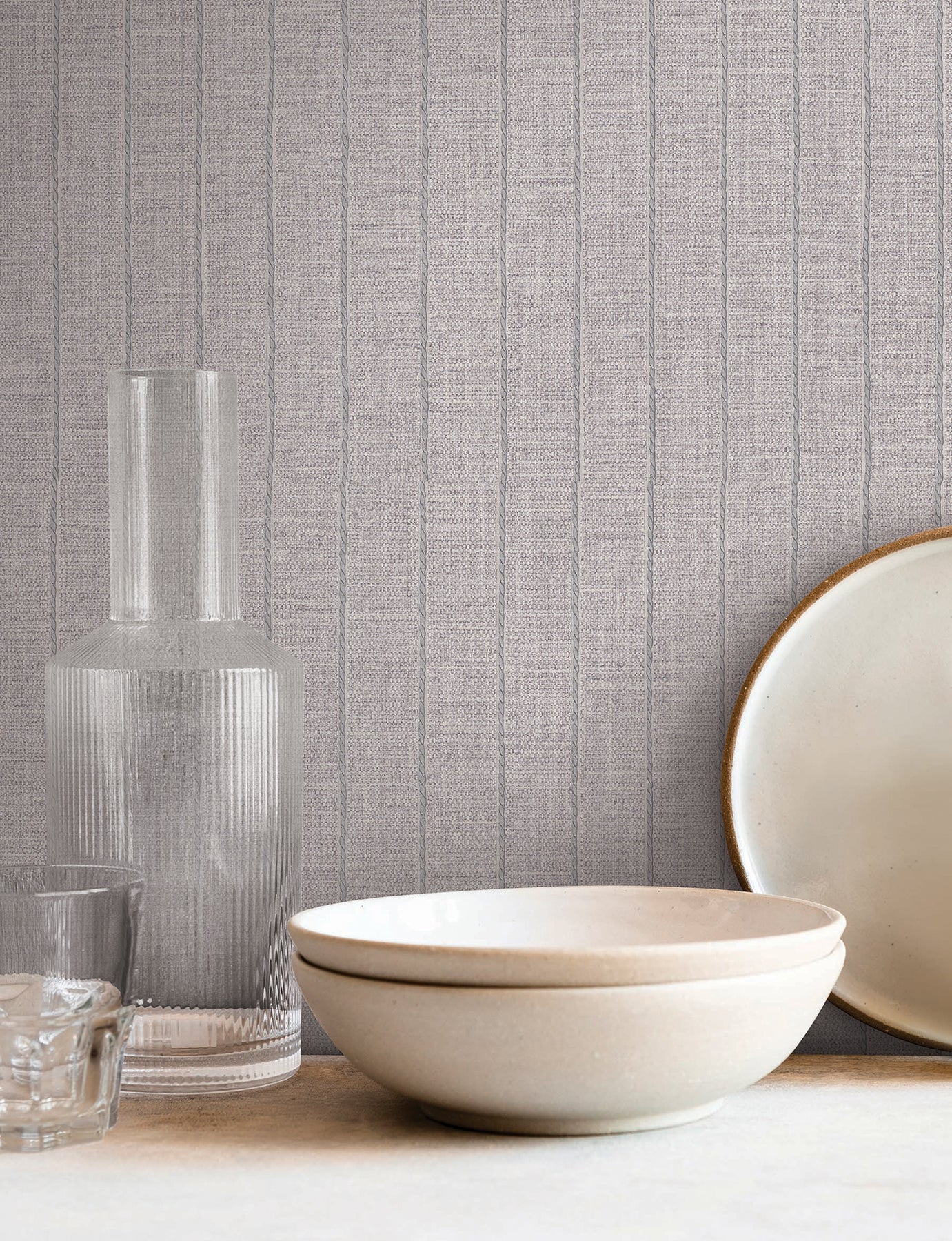York Wallcoverings SI26127 Cording Stripe Dove Grey Wallpaper