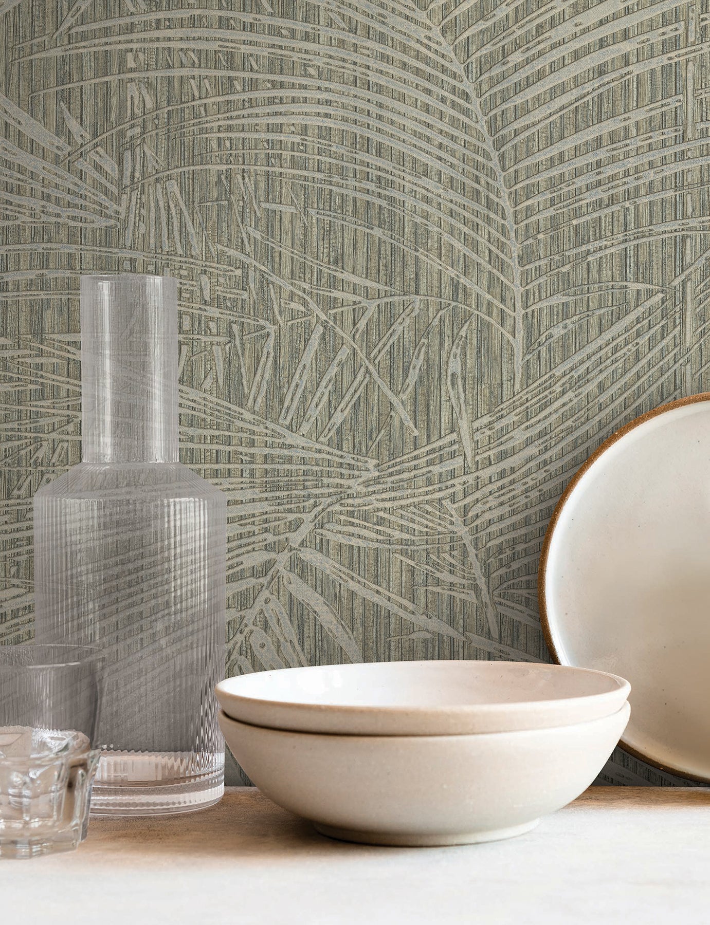 York Wallcoverings SI50612 Della Palm Dark Taupe Wallpaper