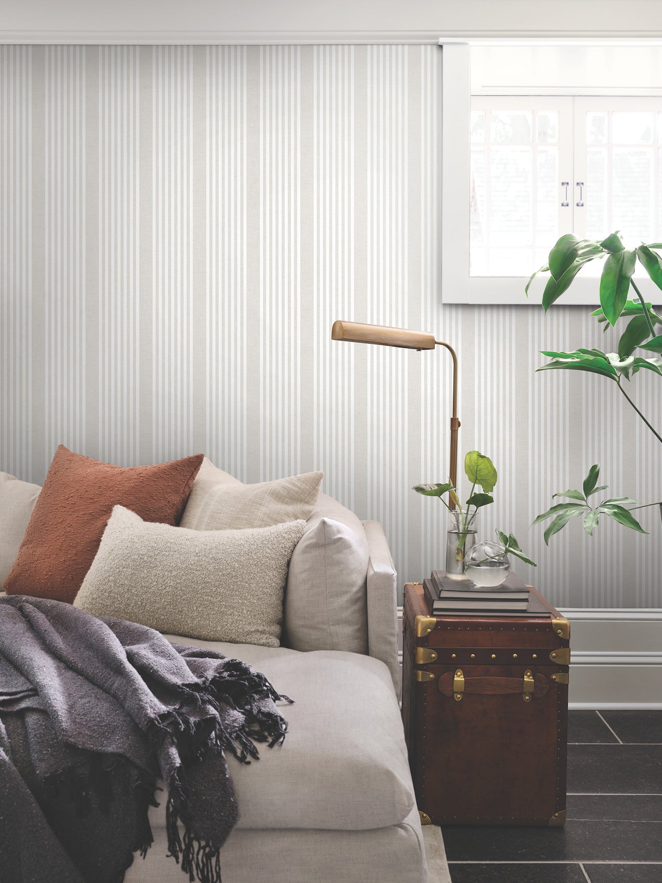 York Wallcoverings SR1581MH French Soft Linen Stripe Wallpaper