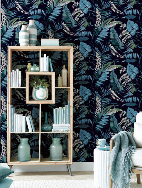 York Wallcoverings TC2623 Navy Tropical Toss Wallpaper