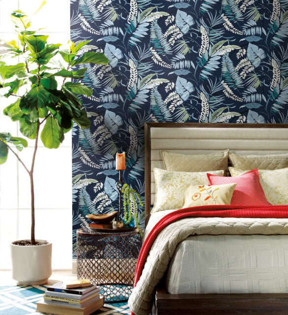 York Wallcoverings TC2623 Navy Tropical Toss Wallpaper