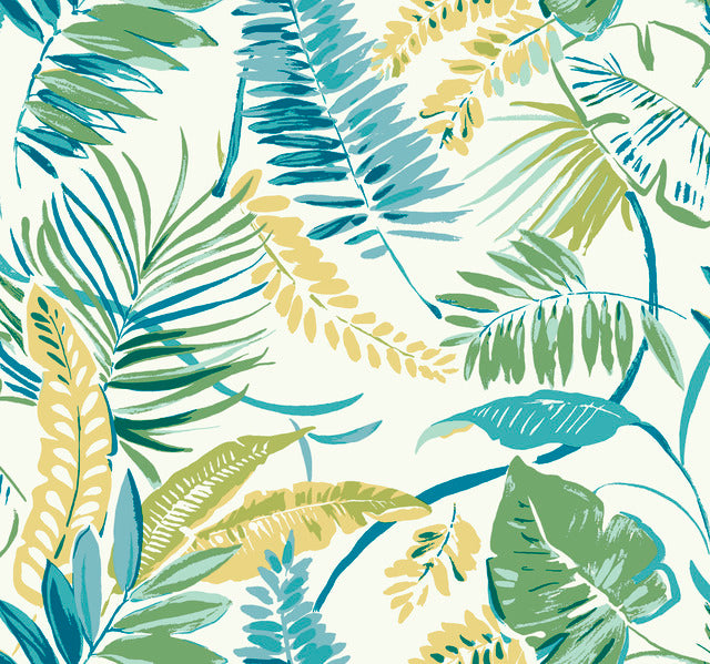 York Wallcoverings TC2626 Aqua/Yellow Tropical Toss Wallpaper