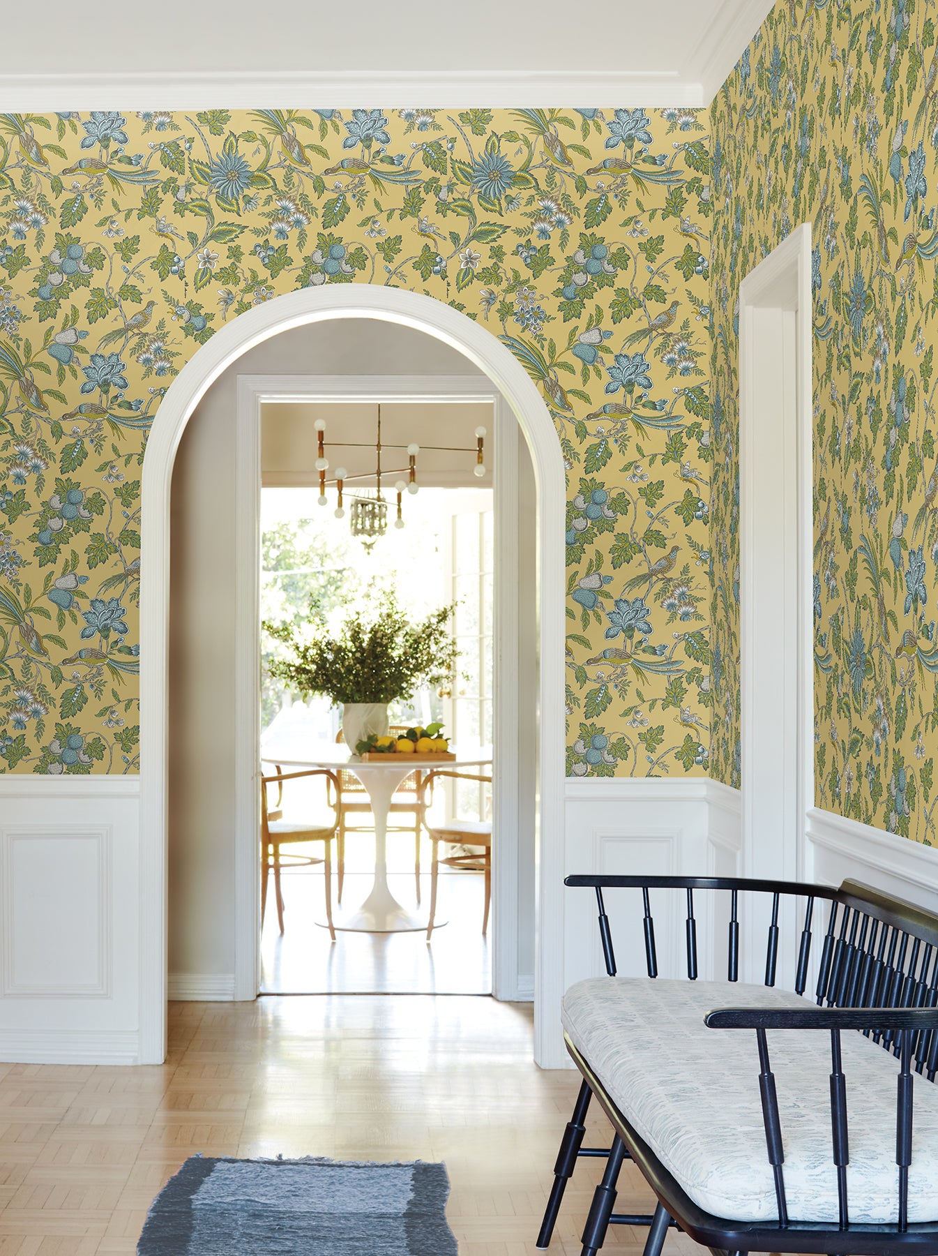 York Wallcoverings VP1313 Parterre Light Yellow Jacobean Wallpaper