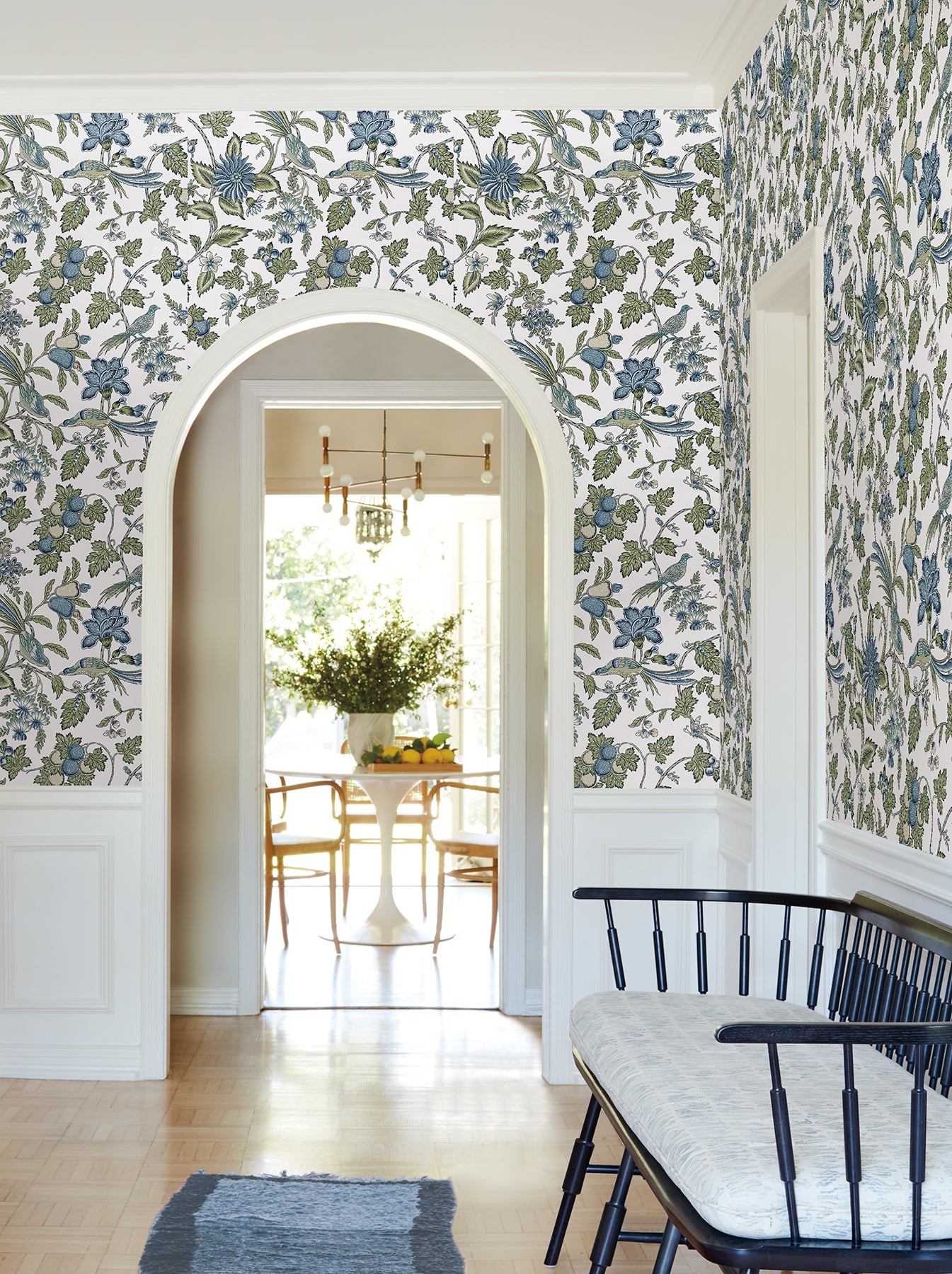 York Wallcoverings VP1314 Parterre Blue Jacobean Wallpaper