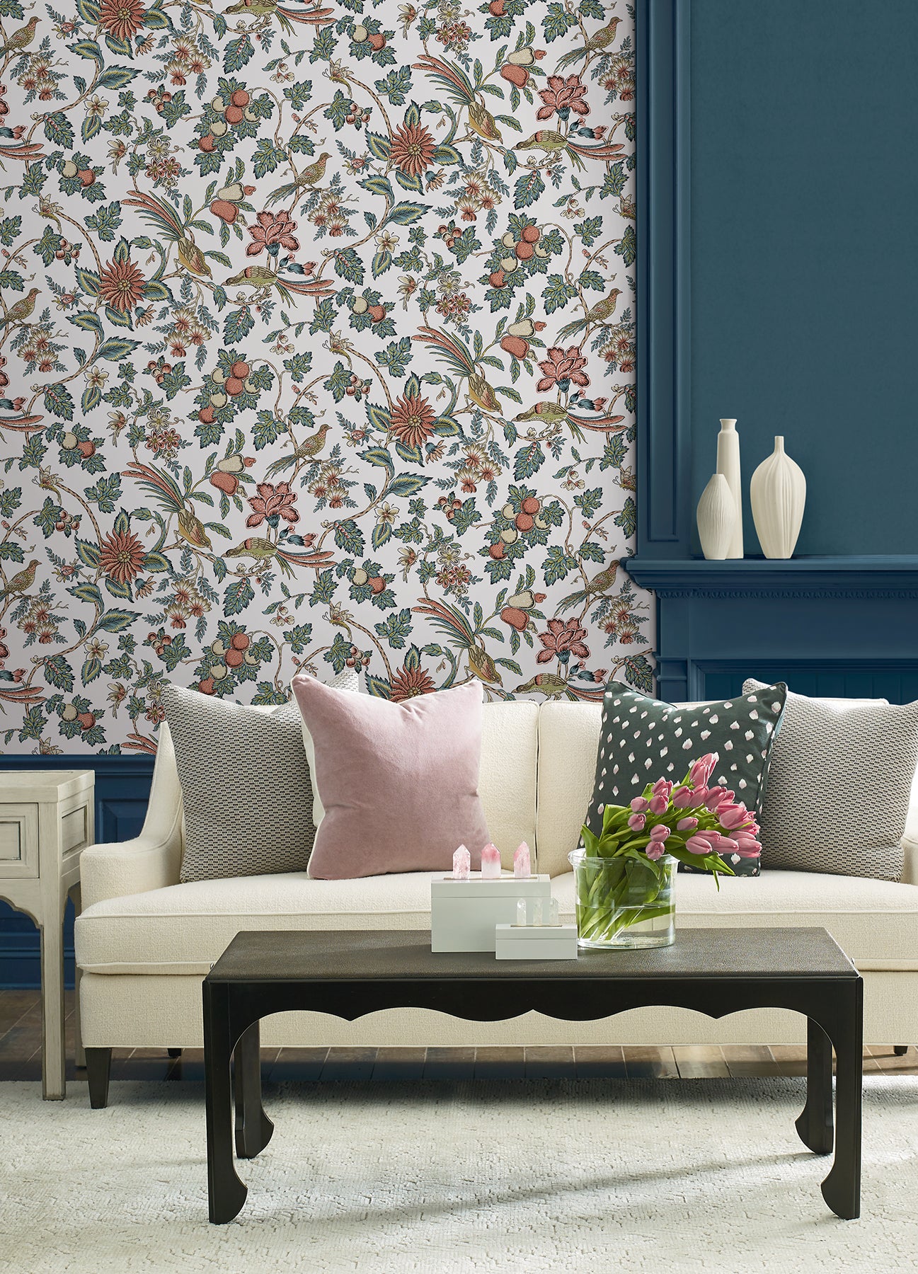 York Wallcoverings VP1316 Parterre Coral Jacobean Wallpaper