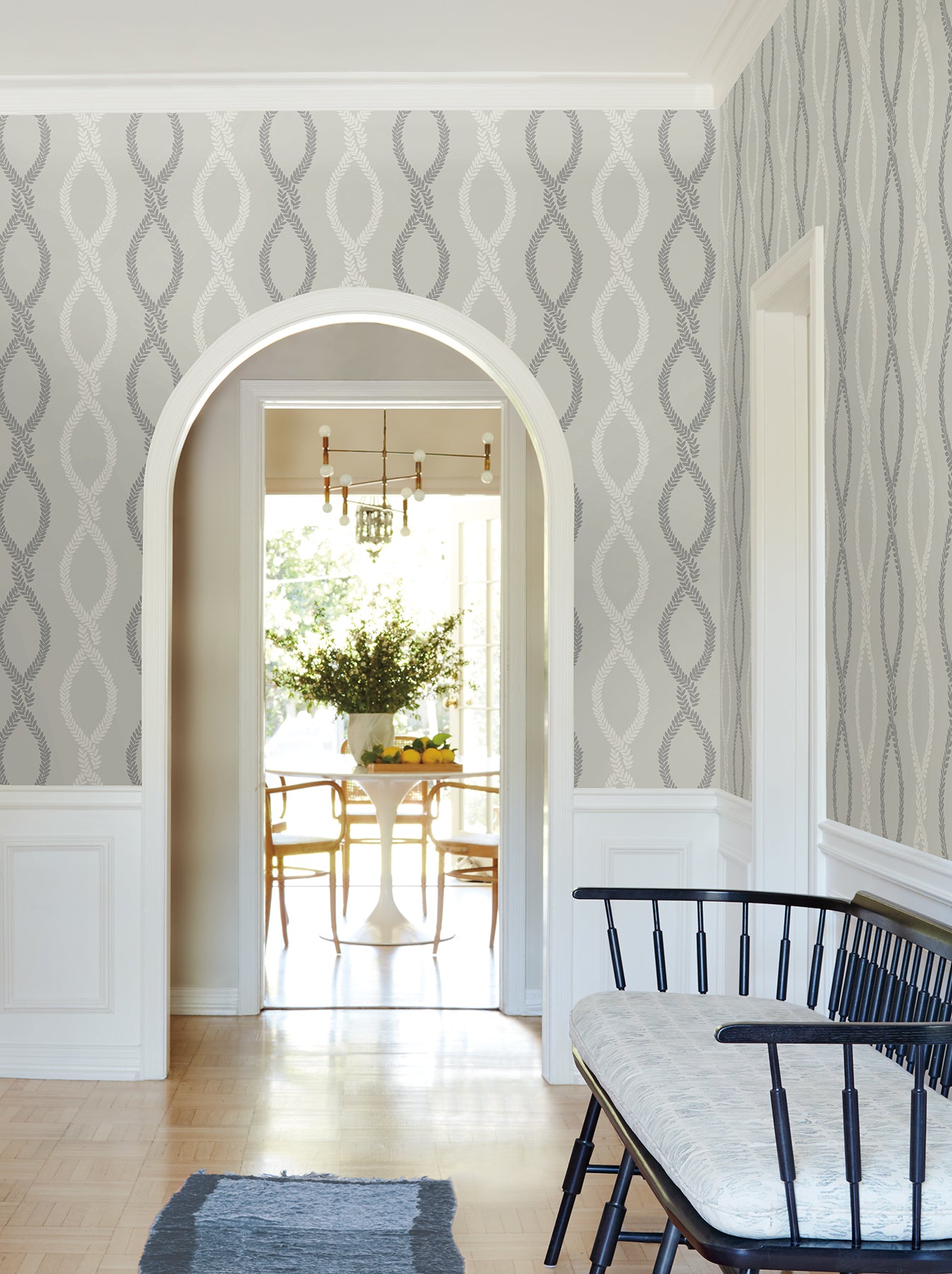 York Wallcoverings VP1323 Laureate Grey Vine Trellis Wallpaper