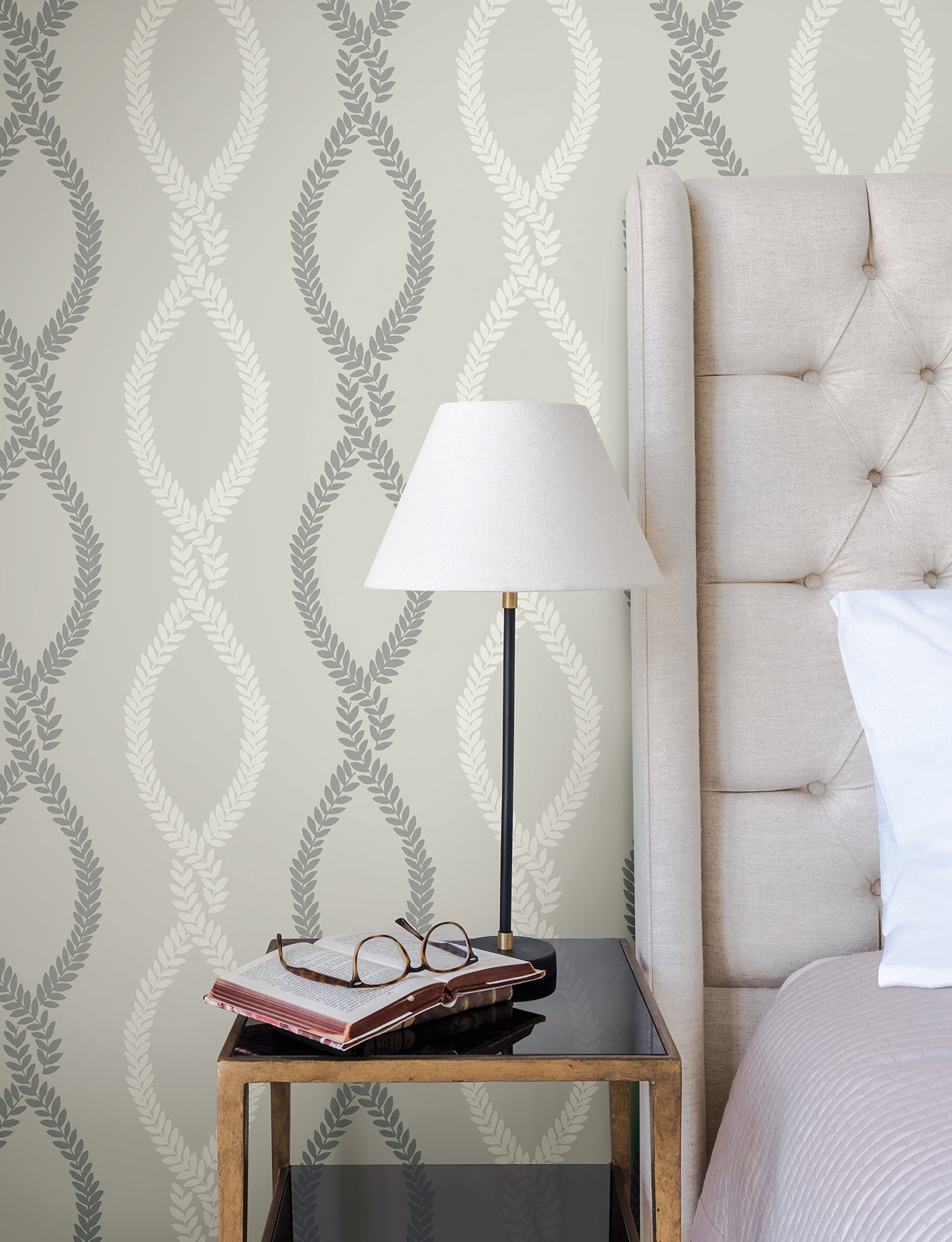 York Wallcoverings VP1323 Laureate Grey Vine Trellis Wallpaper
