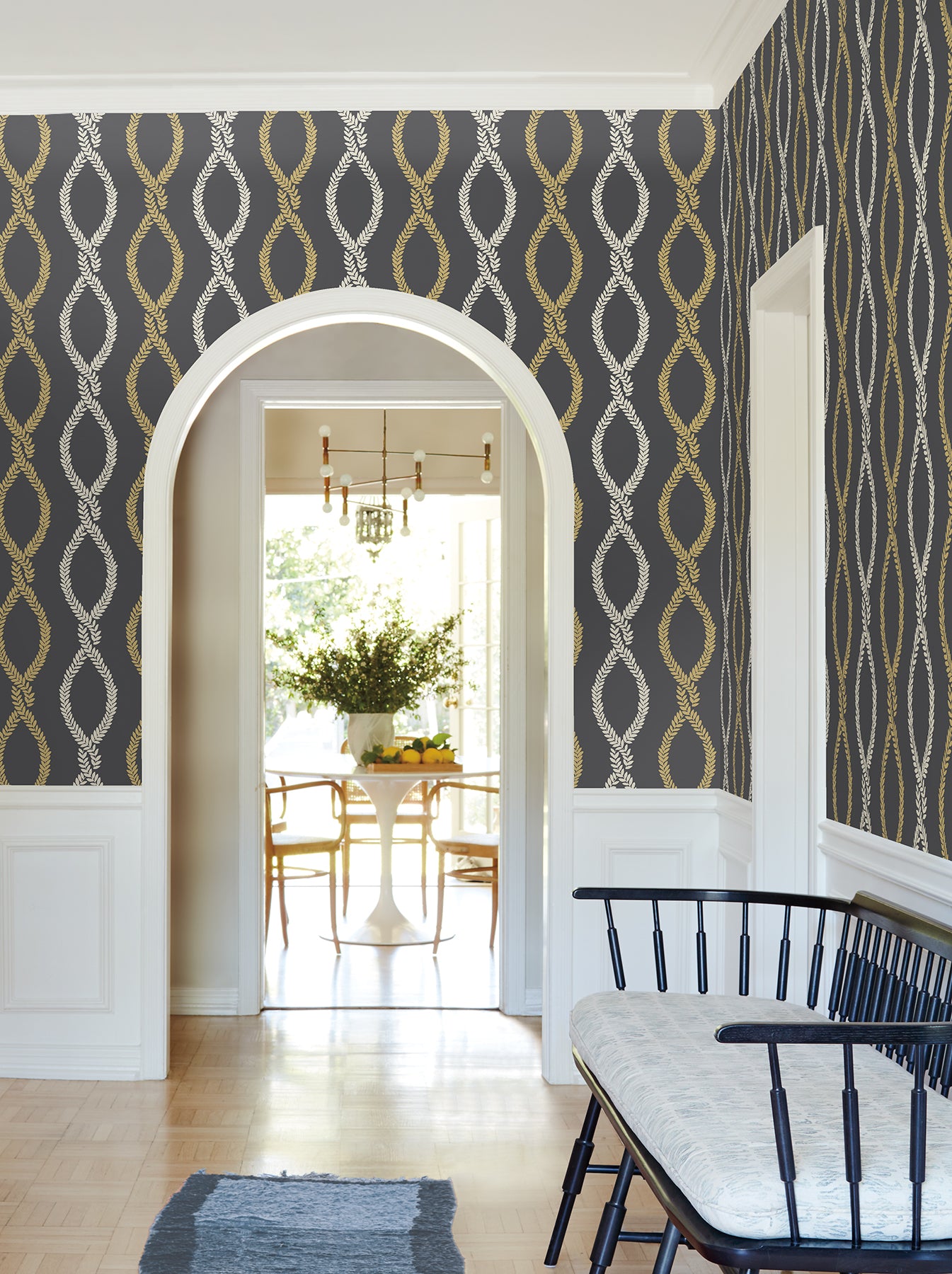 York Wallcoverings VP1324 Laureate Black Vine Trellis Wallpaper