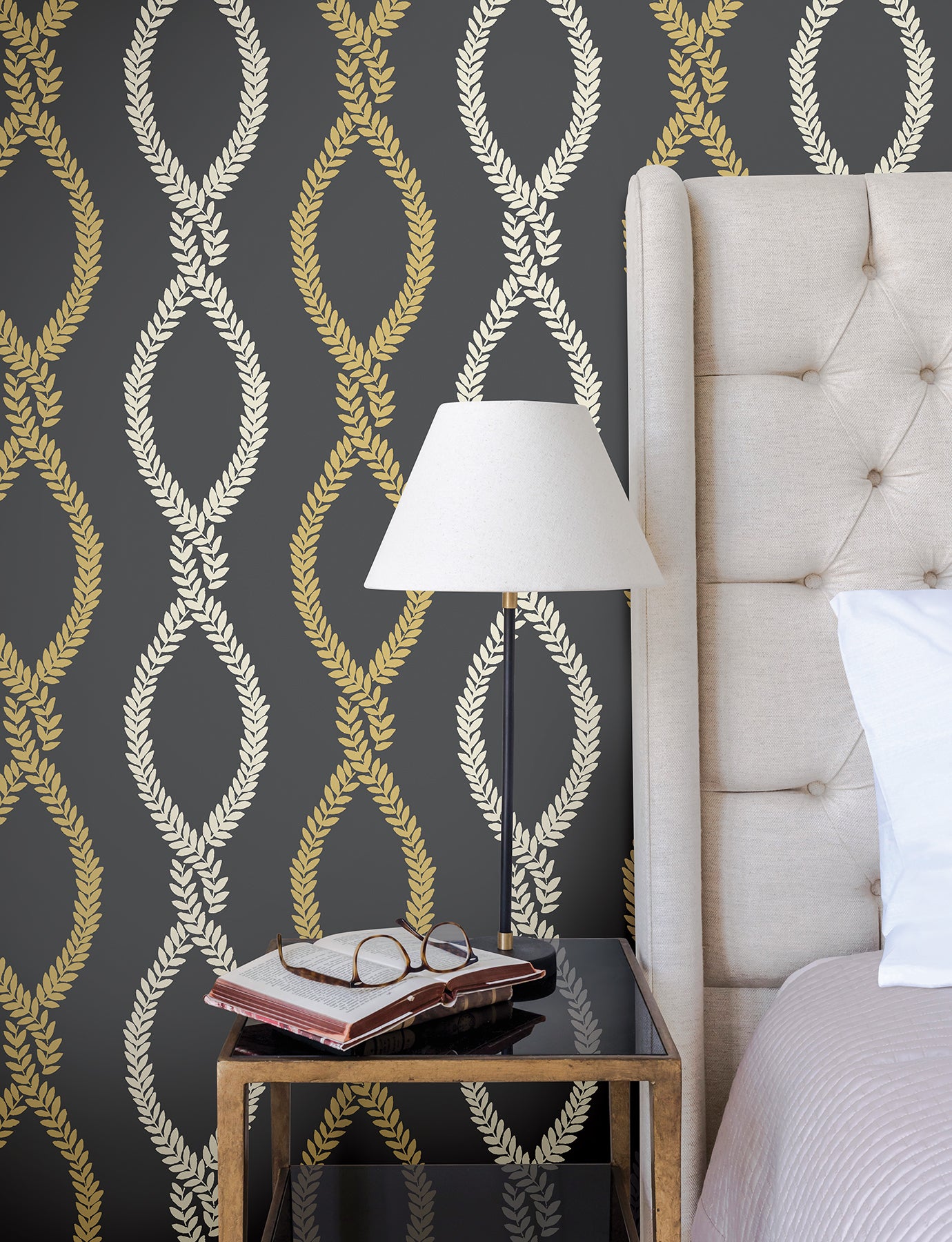 York Wallcoverings VP1324 Laureate Black Vine Trellis Wallpaper