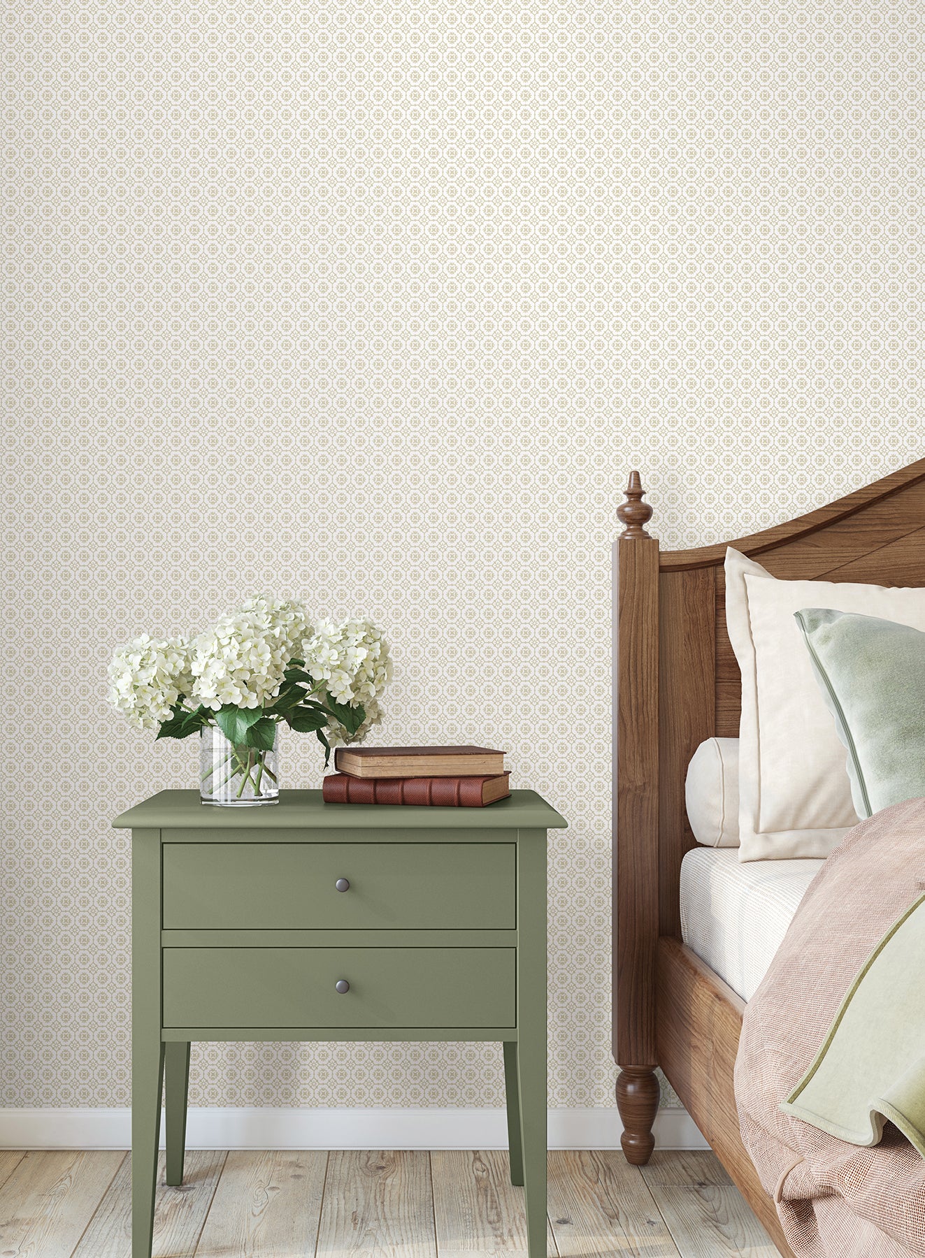 York Wallcoverings VP1335 Priti Rose Floral Grid Wallpaper