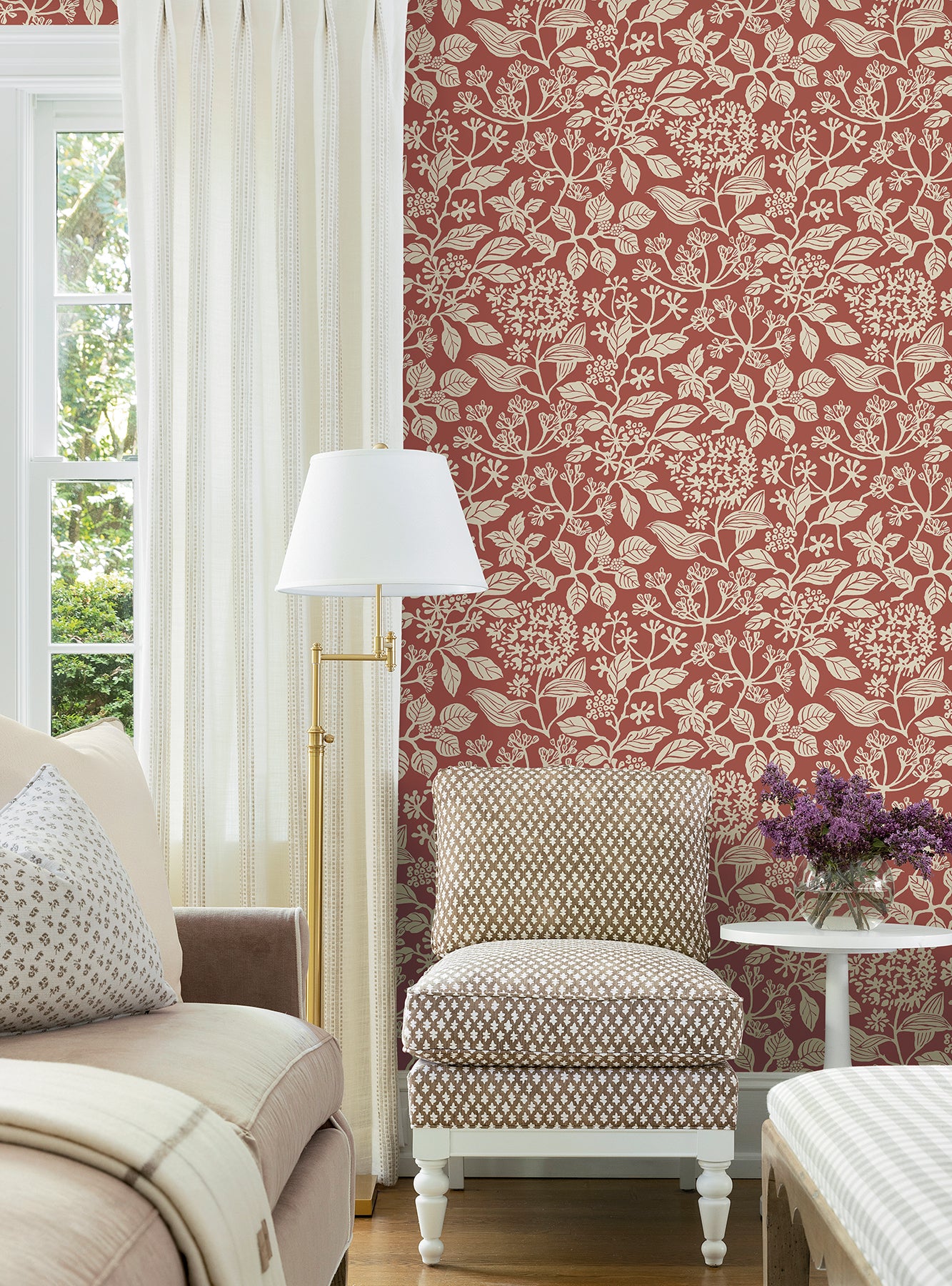 York Wallcoverings VP1342 Rowen Ruby Botanical Wallpaper