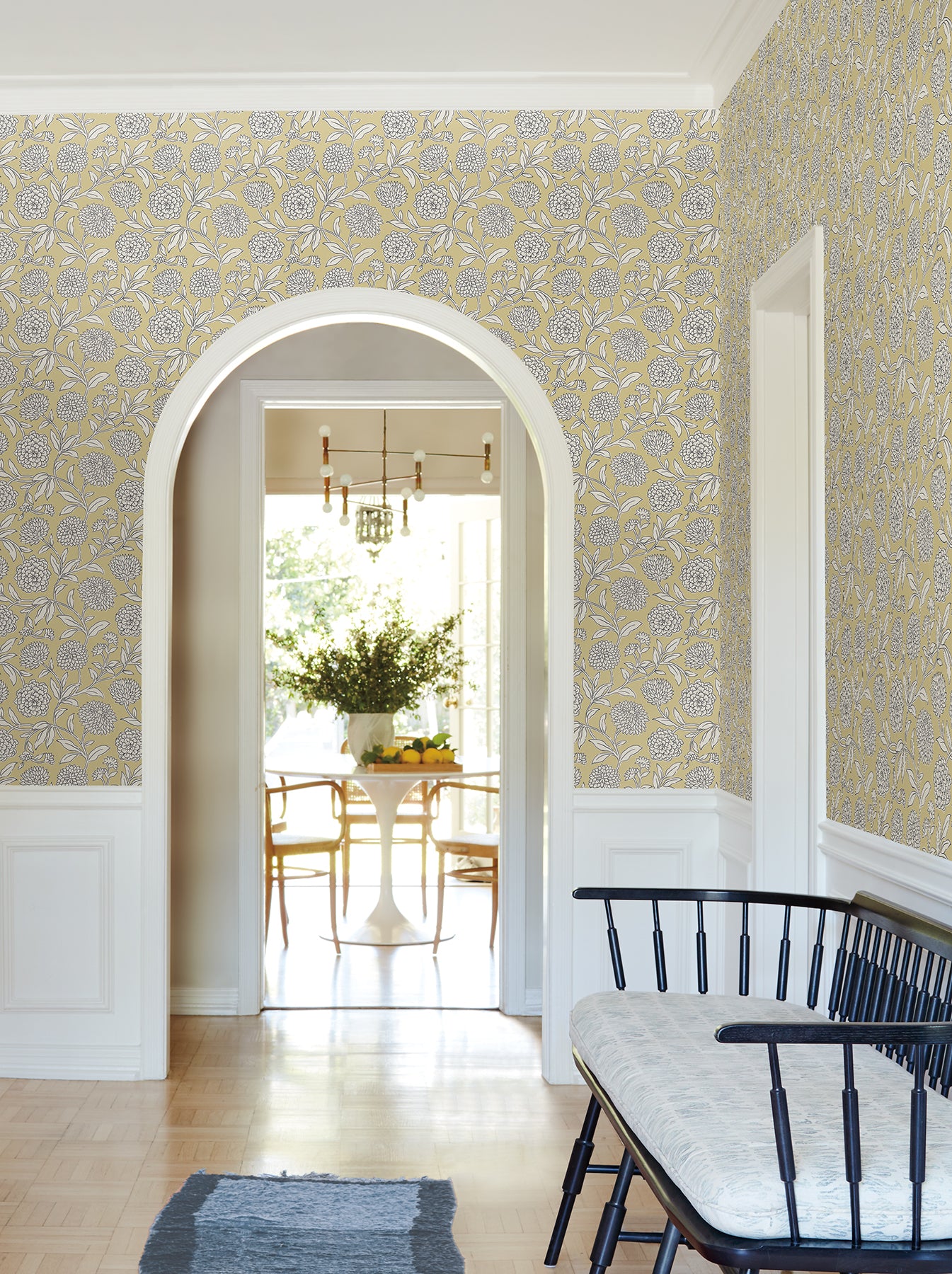 York Wallcoverings VP1364 Chatsworth Garden Butter Floral Trail Wallpaper