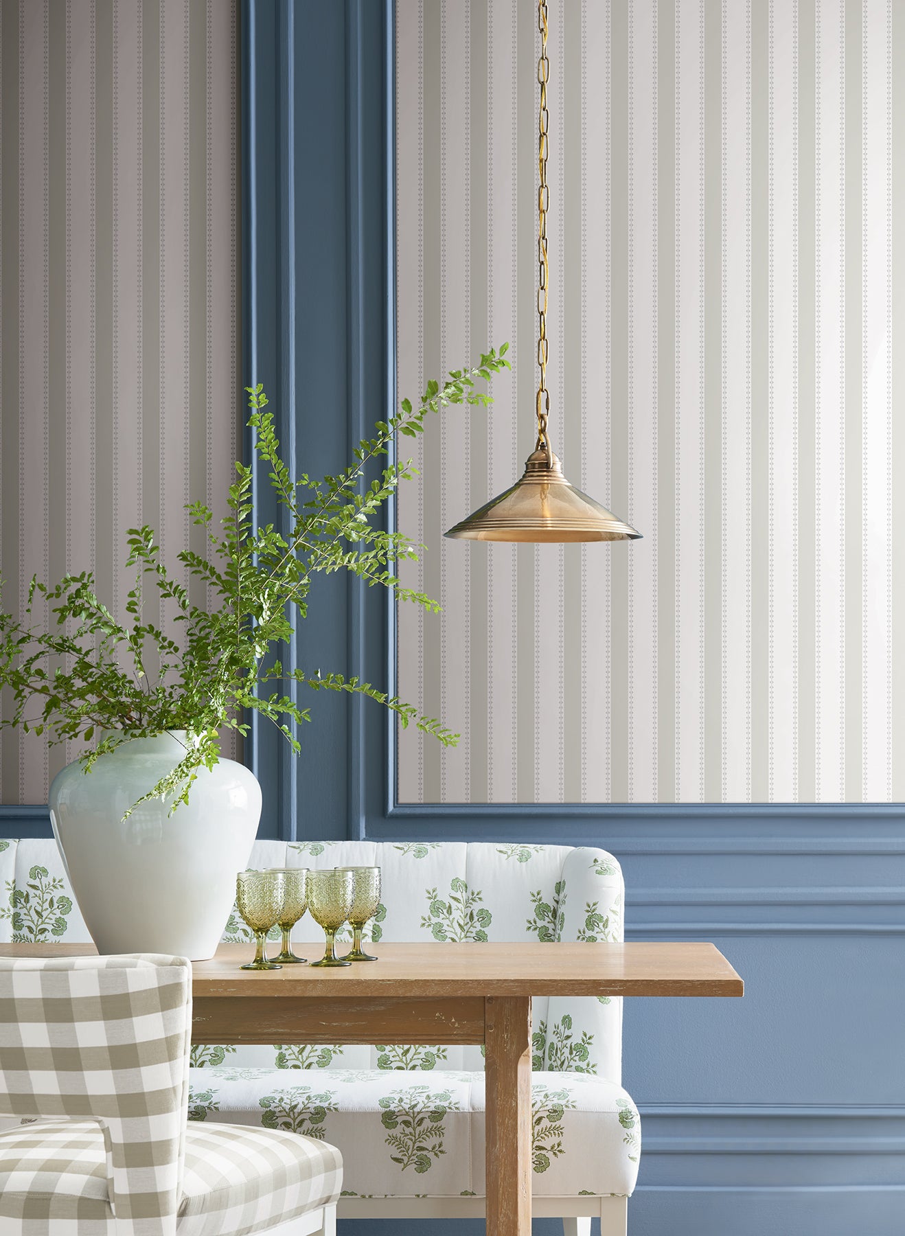 York Wallcoverings VP1373 Tilford Light Grey Awning Stripe Wallpaper