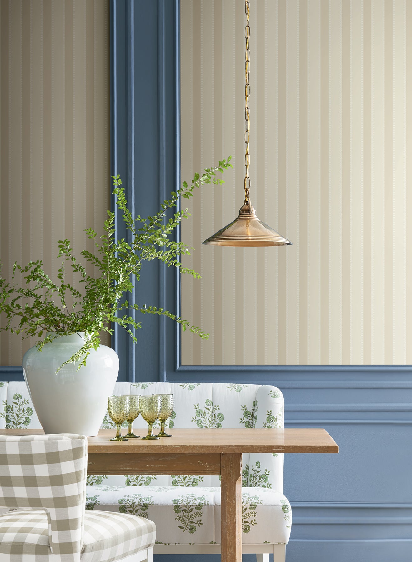York Wallcoverings VP1374 Tilford Neutral Awning Stripe Wallpaper