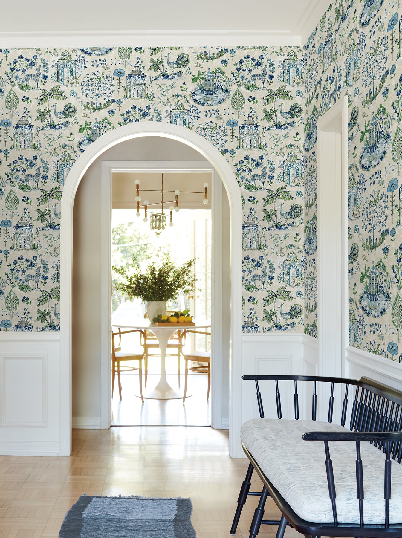 York Wallcoverings VP1402 Parc Sapphire Garden Dreams Wallpaper
