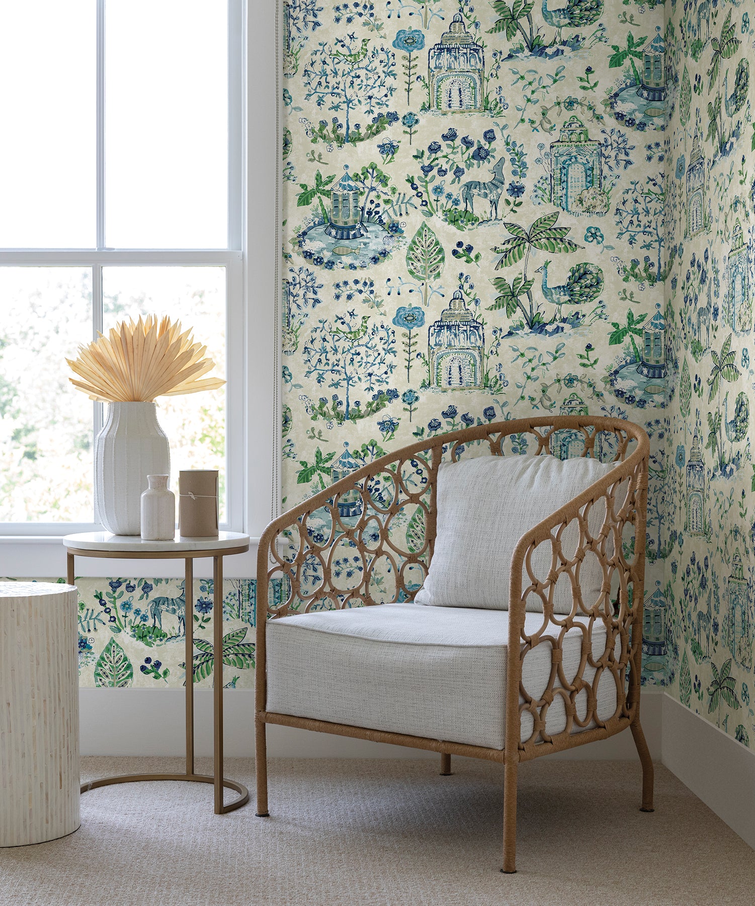 York Wallcoverings VP1402 Parc Sapphire Garden Dreams Wallpaper