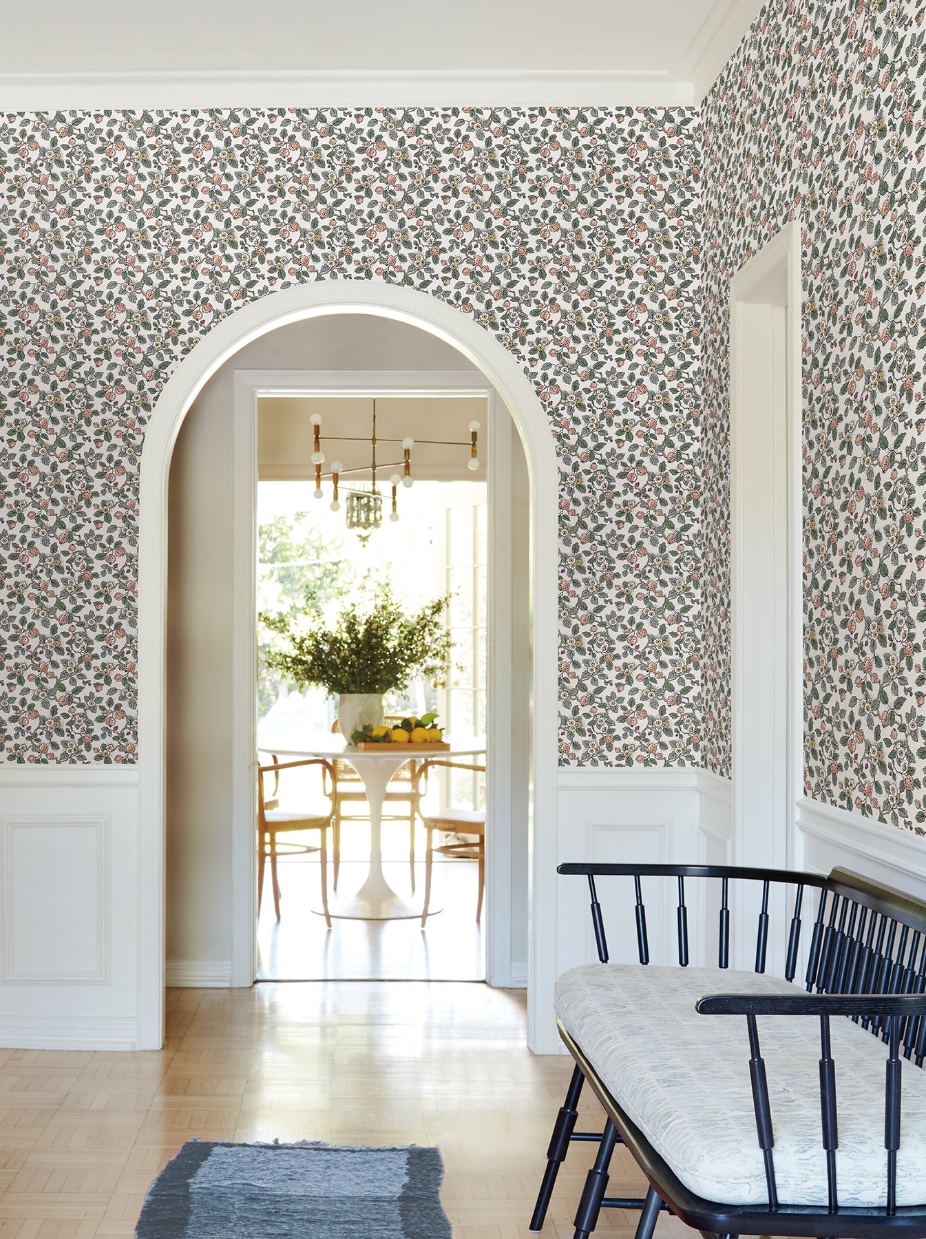 York Wallcoverings VP1414 Framboise Blush Berry Vines Wallpaper